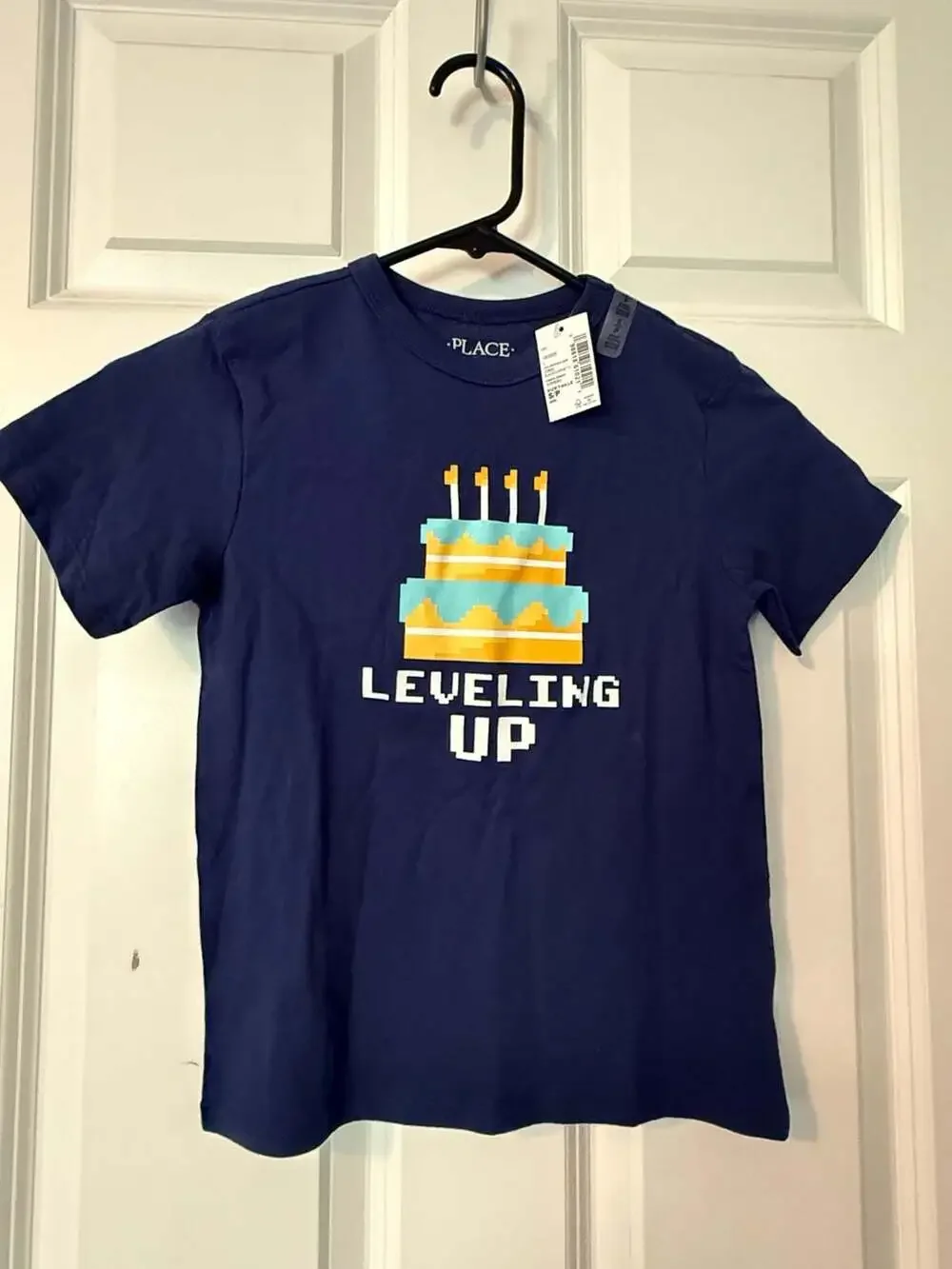 NWT The Children's Place Boys Leveling Up Birthday Cake Graphic Tee Size S 5-6